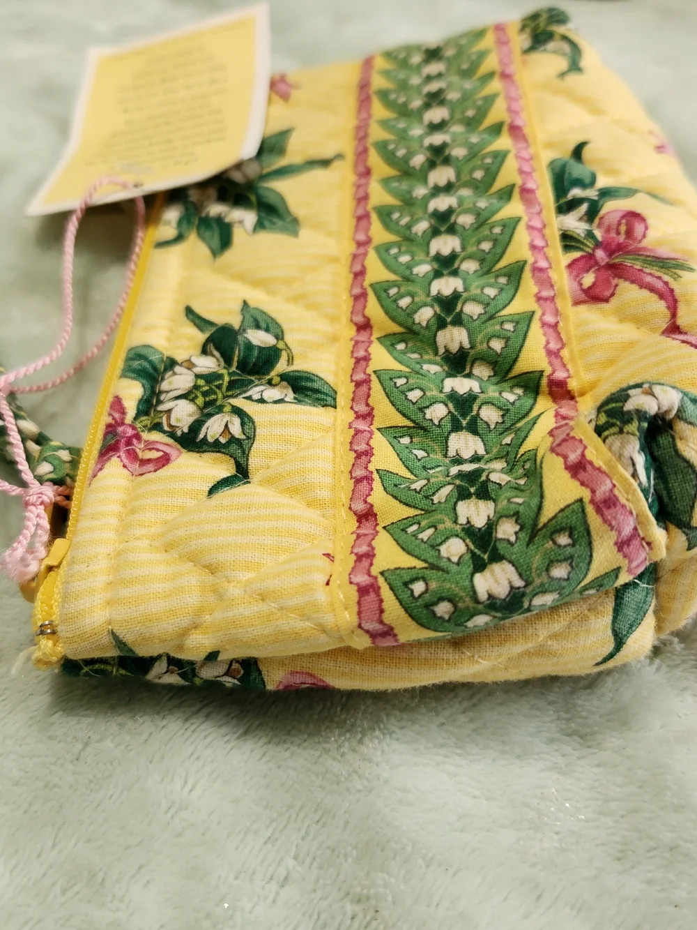 Vera Bradley Yellow Quilted Floral Cosmetic Pouch NWT